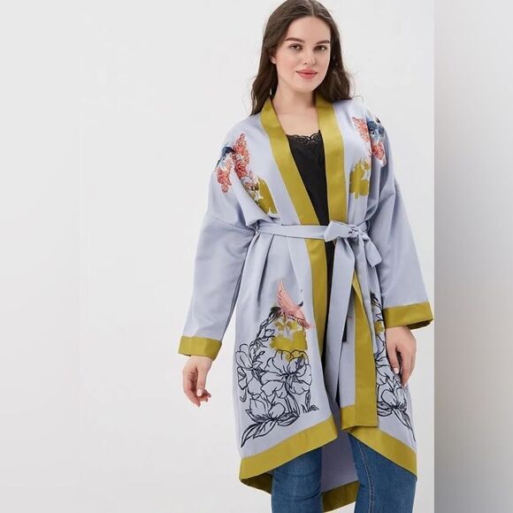 lost ink plus LONGLINE KIMONO WITH EMBROIDERY - Picture 2 of 9